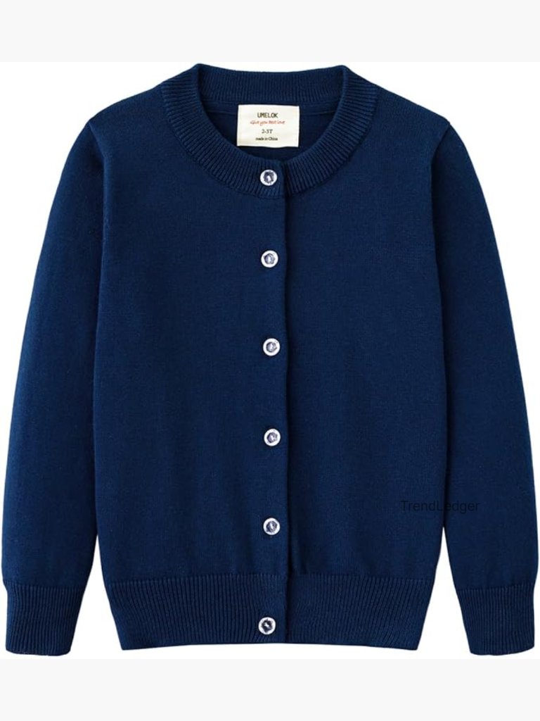 Girls Cotton Cardigan Sweater Button Long Sleeve Knit